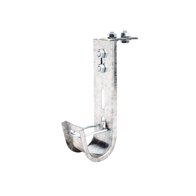 Soporte (Gancho) tipo J-Hook, hasta 14 cables Cat6, ideal para soportar cableado en los espacios de manipulación al aire, Para instalación en interior — CHAROFIL · SKU CH-J38-EZ