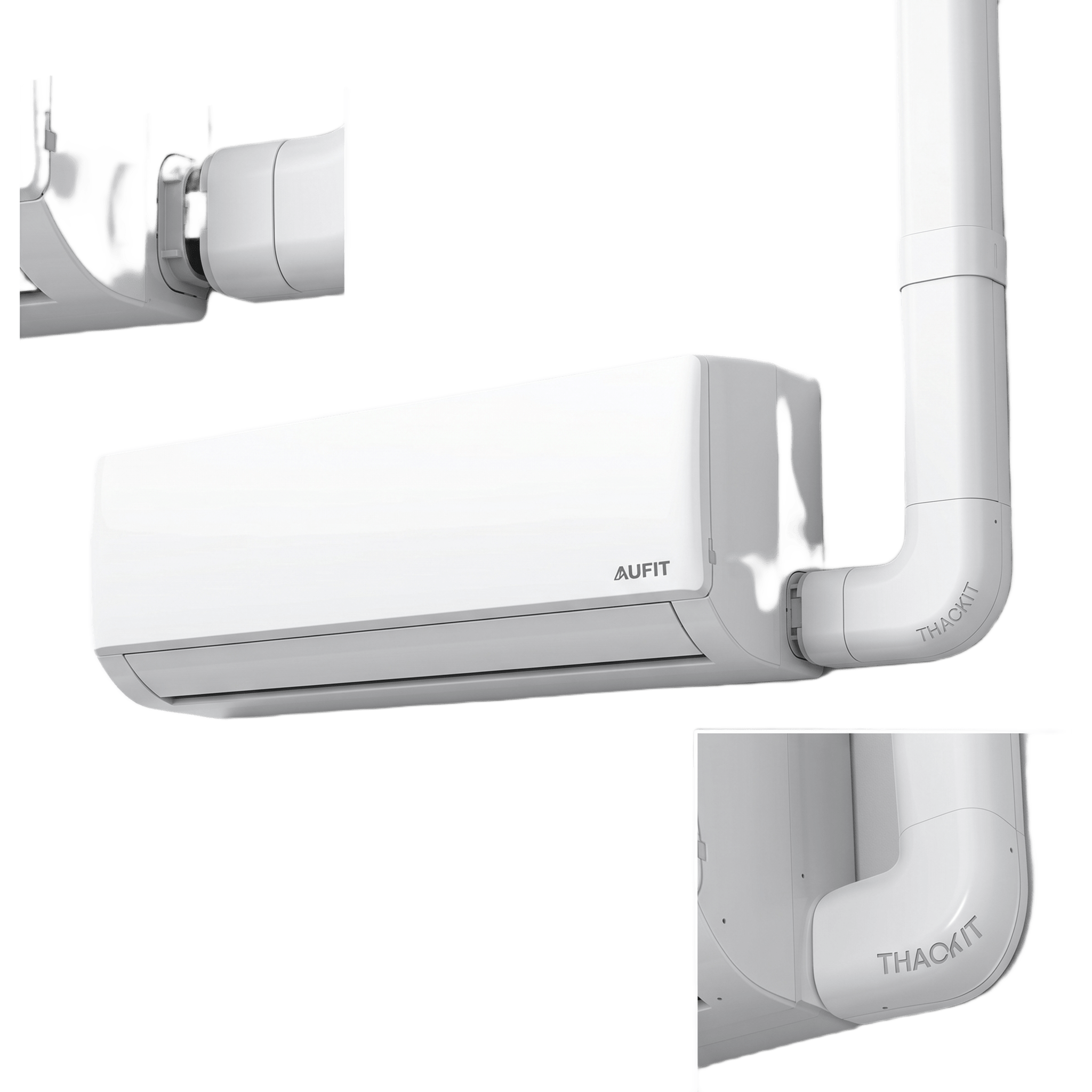 Kit de Canaletas Para la Organización de Tuberías y Cables Eléctricos en Instalaciones de Aire Acondicionado, Uso en Interiores y Exteriores, PVC Rígido, Ideal Para Minisplit, Contenido de Kit (11 Piezas), (3000-00000)