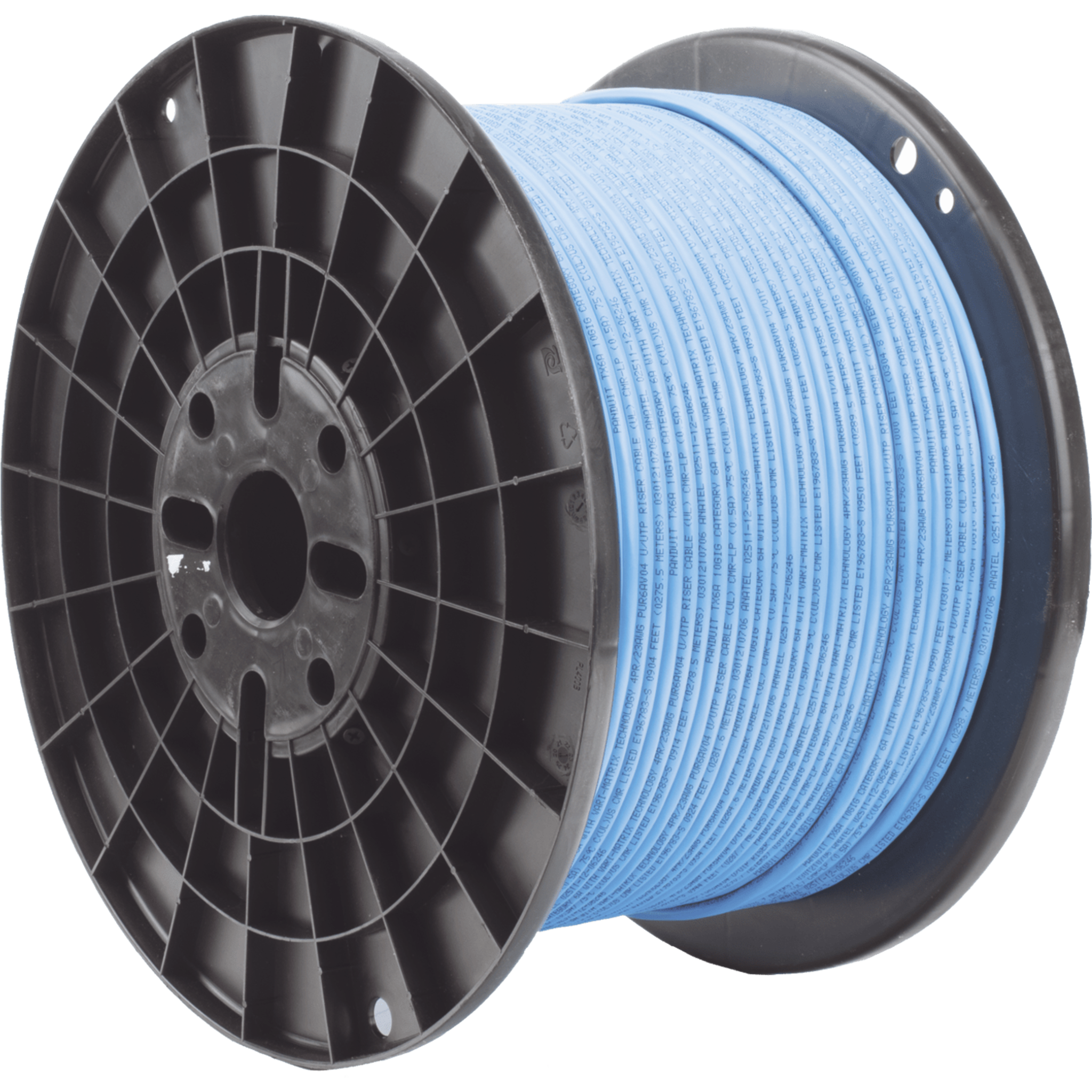 Bobina de Cable UTP de 4 Pares, TX6A™, Cat6A, 23 AWG, CMR (Riser), Color Azul, 305 Metros (1000 Pies)