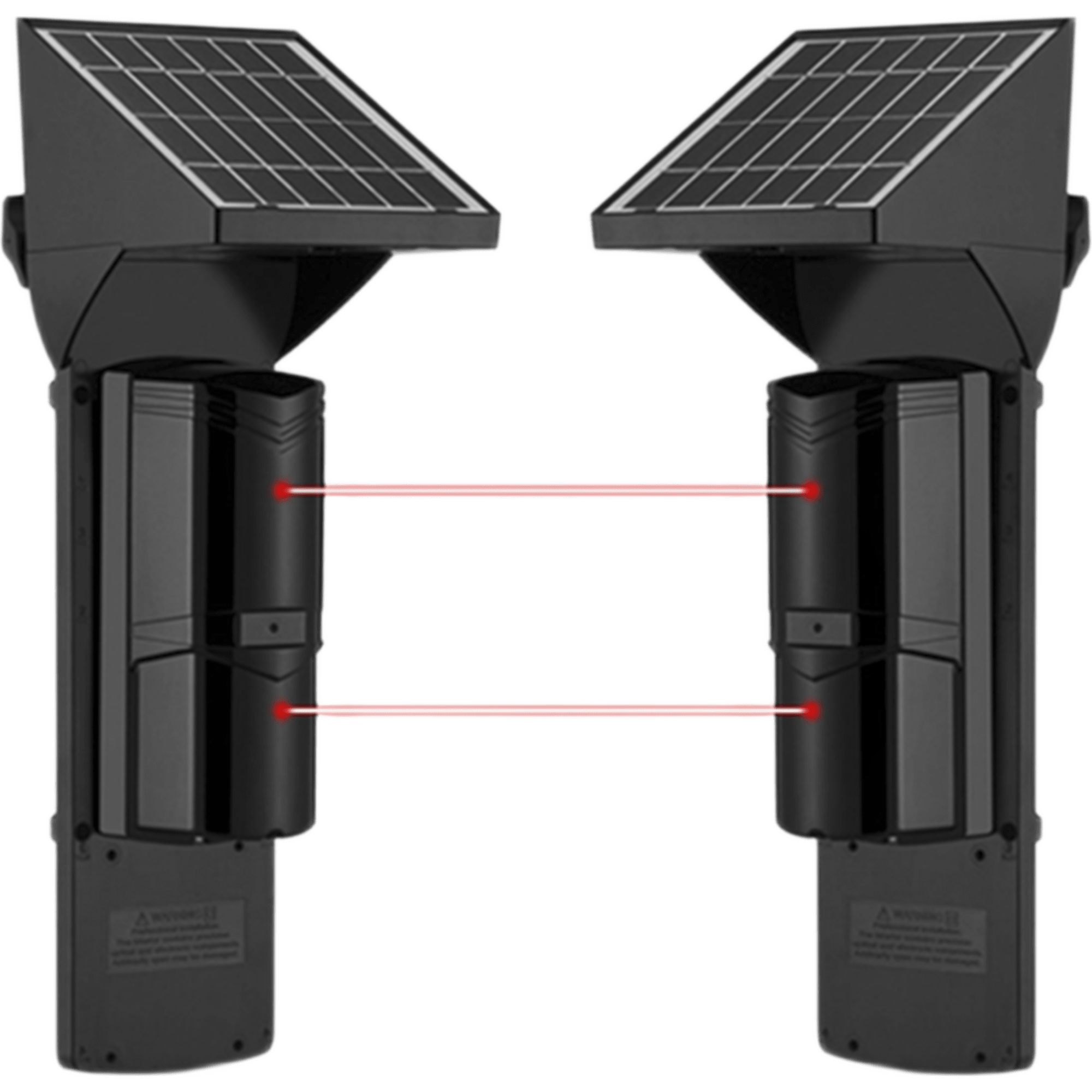 Detector fotoelectrico con celda solar ; DE 2 RAYOS; alcance exterior 60 m / interior 120 m, 4 frecuencias / Para ambientes donde no hay electricidad