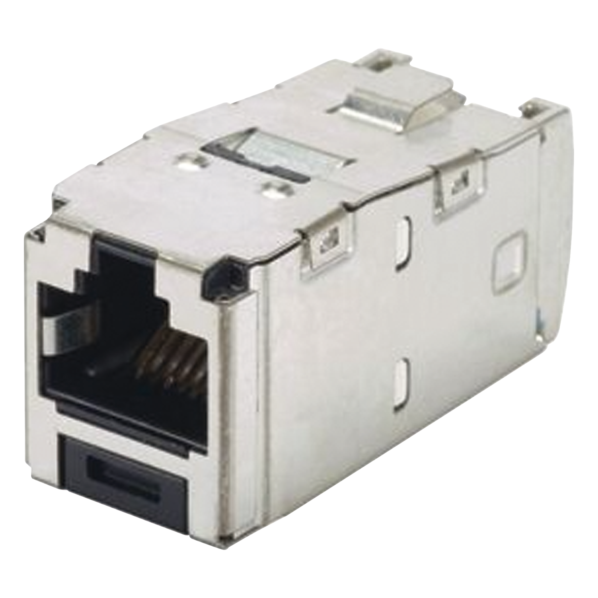 Conector Jack RJ45 Blindado, Estilo TG, Mini-Com, Categoría 6A, de 8 Posiciones y 8 Cables, Color Negro — PANDUIT · SKU CJS6X88TGY