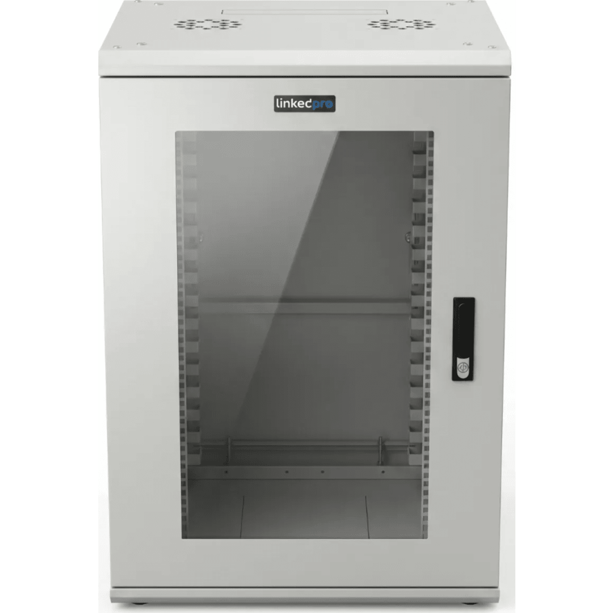 Gabinete Rackeable / 18 Unidades / 19 Pulgadas / Puerta de Cristal / Capacidad de Carga 750 Kg / Dimensiones 600x605x930 mm (23.6x23.8x36.6 in)