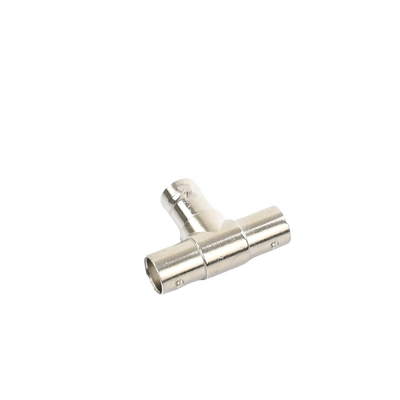 Adaptador en T para 75 Ohm de triple conectores BNC Hembras, Níquel/ Oro/ Teflón.
