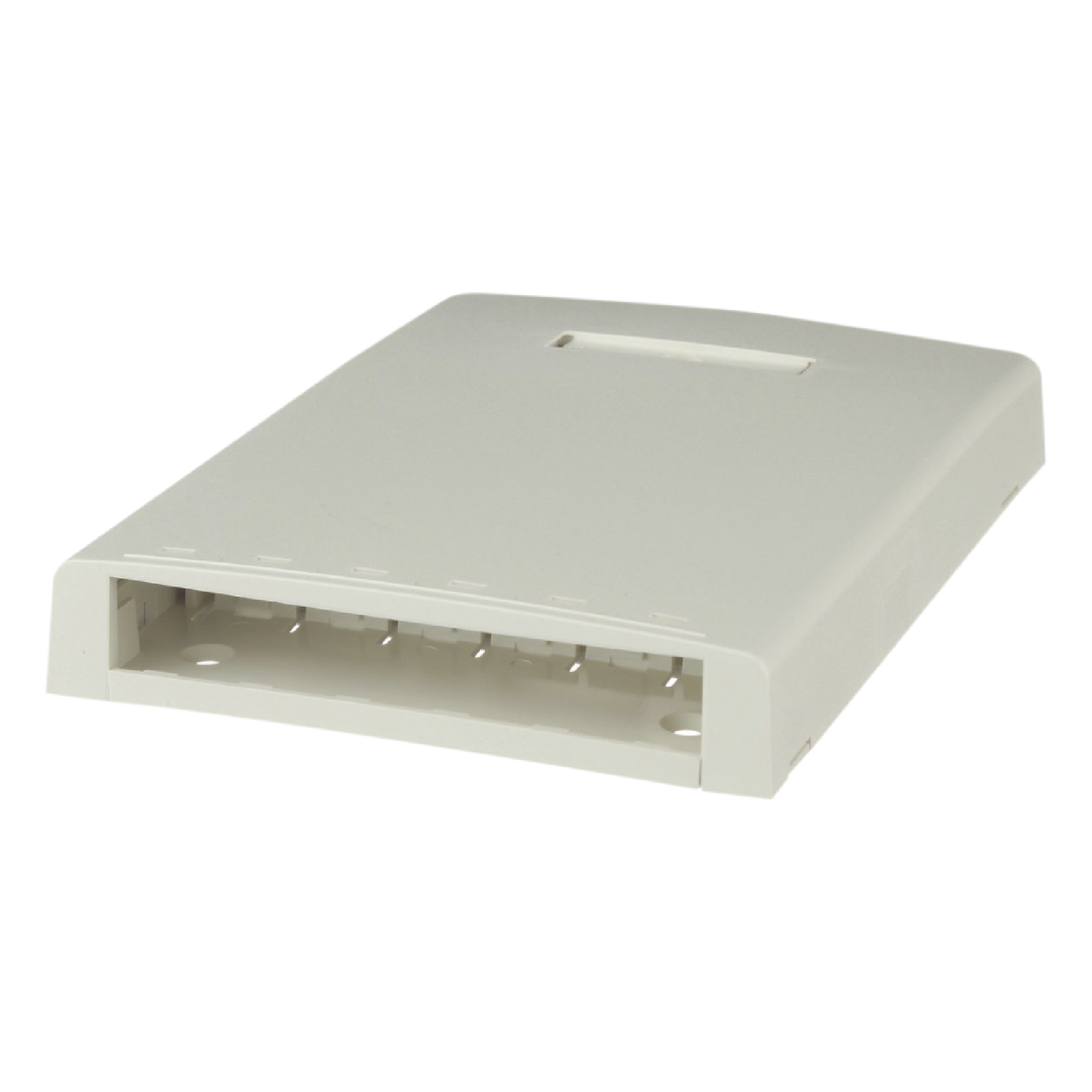 Caja de Montaje en Superficie, con Accesorio para Resguardo de Fibra Óptica, para 6 Módulos Mini-Com, Color Blanco Mate — PANDUIT · SKU CBXF6IW-AY