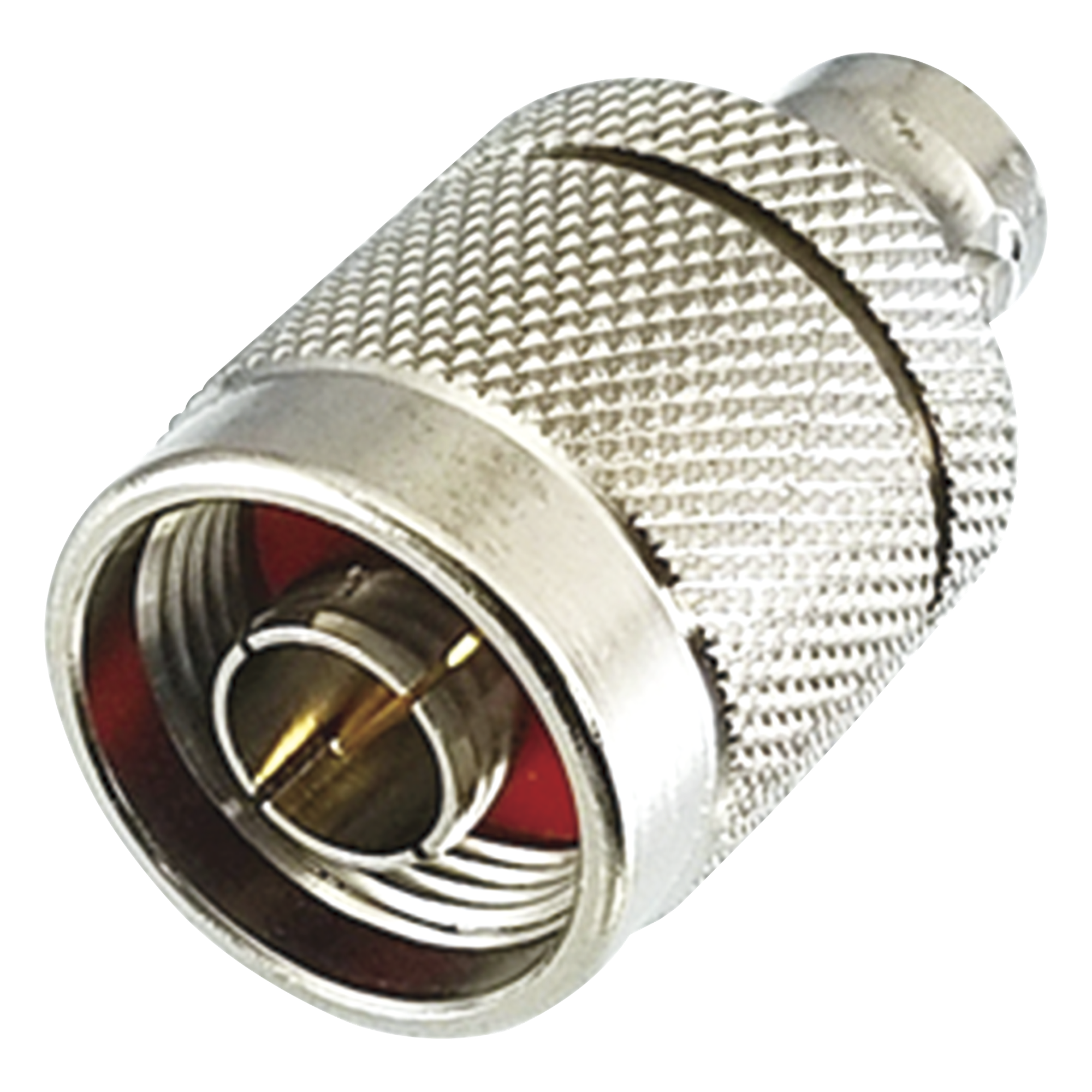 Adaptador en Línea de Conector N Macho a BNC Hembra, Plata/ Oro/ Teflón. — RF INDUSTRIES,LTD · SKU RFN-1037-1