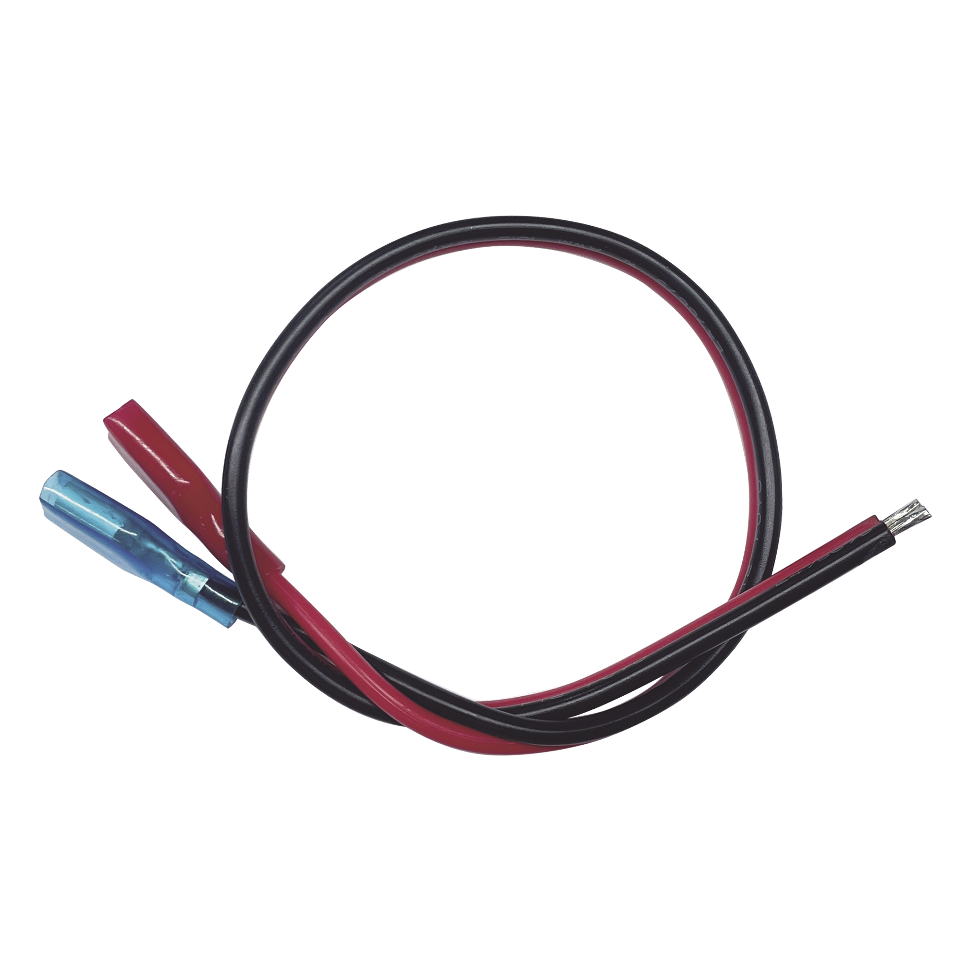 Cables en Paquete Dual / Cable Rojo y Negro / 30 cm (11.81 Pulgadas) / Terminal F1 en un Extremo / Puntas Libres en el Otro / Conexión a Baterías de Respaldo — EPCOM POWERLINE · SKU CBRNF1P30D