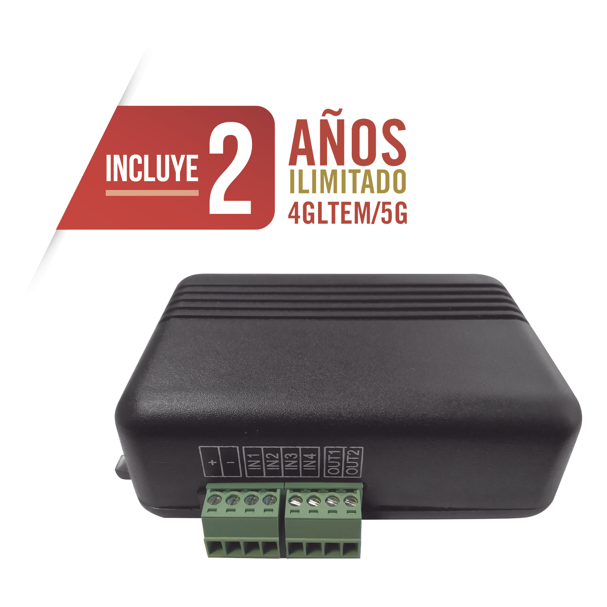 Controlador 4GLTEM / 4 ENTRADAS Y 2 SALIDAS / 2 AÑOS ILIMITADOS INCLUIDOS / Activacion Remota /Notificacion PUSH e EMAIL / APP SIN COSTO / Soporte para Reporte a Central de Alarma — M2M SERVICES · SKU MQ03-LTE-M