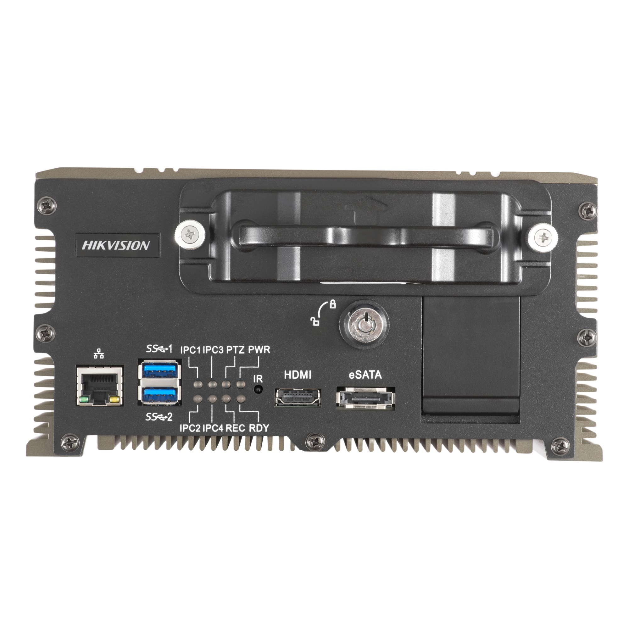 NVR Movil de 5 Canales de 2 Megapixel / 2 Bahías de Dsco Duro de 2 TB / Soporta GPS — HIKVISION · SKU DS-MI9605-GA/4M/GLF/1T