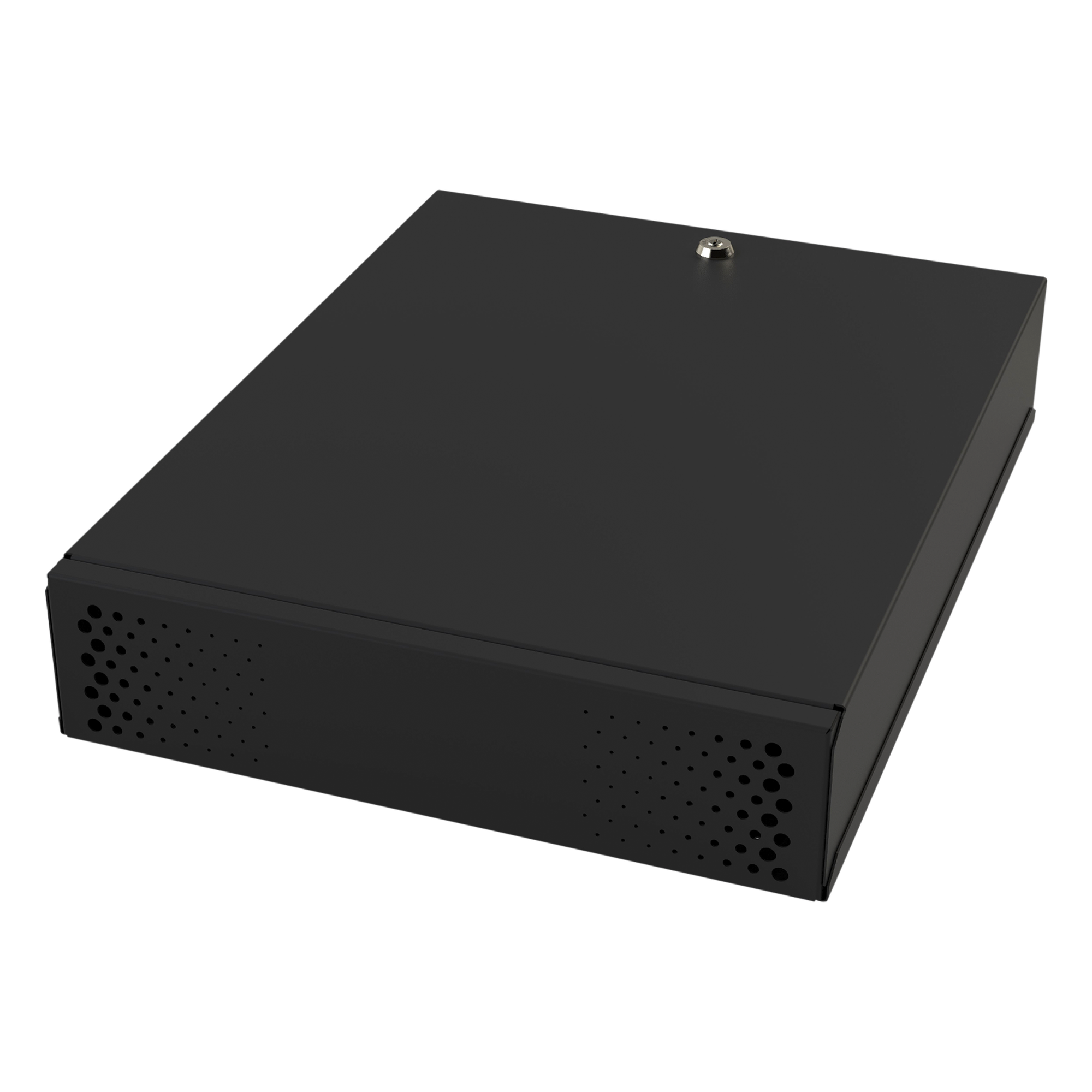Gabinete Metálico para DVR/NVR. Tamaño Max. de DVR/NVR: 445 x 88 x 400mm (An.xAl.xProf.). Compatible con Fuente SLIM.