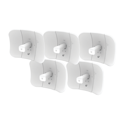 Kit de 5 LiteBeam 2x2 MIMO airMAX AC GEN2 CPE hasta 450 Mbps, 5 GHz (5150 - 5875 MHz) con antena integrada de 23 dBi — UBIQUITI · SKU LBE-5AC-GEN2-5