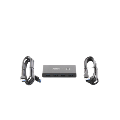 Conmutador USB para Compartir 4 Puertos USB 3.0 a 2 PC Ìs | Cambio Mediante Botón | Incluye Dos Cables USB de 1.5 m | ABS | Permite que 2 Usuarios Compartan 4 Dispositivos Periféricos USB3.0, como una impresora, un escáner, etc.