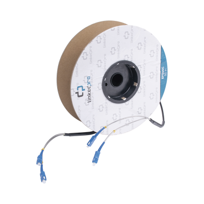 Carrete de Fibra Óptica Monomodo con Conectores SC-SC Duplex, Reforzada con Kevlar, de 50 Metros (164.04 Pies), Para Instalaciones Subterráneas por Tubería