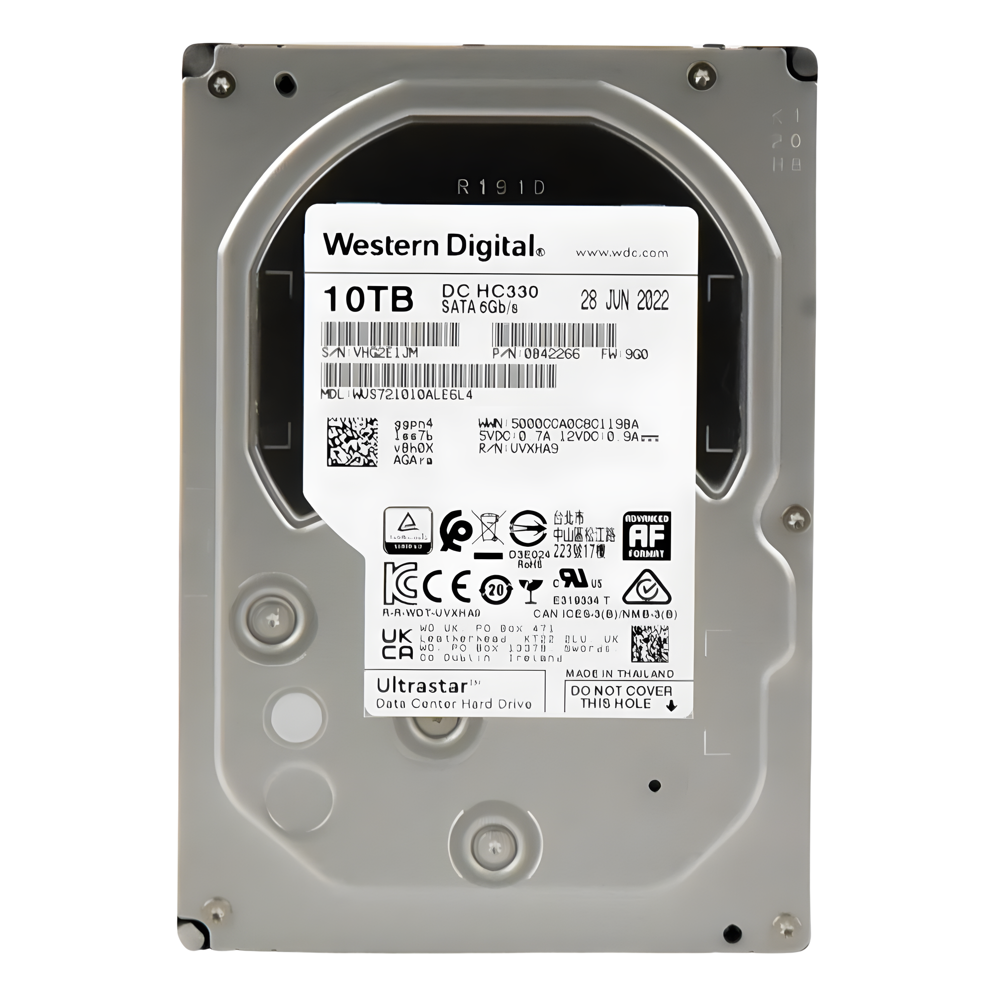 Disco Duro Enterprise 10 TB / Wester Digital (WD) / Serie Ultrastar / Recomendado para Data Center y NVRs de Alta Capacidad / Alto Performace