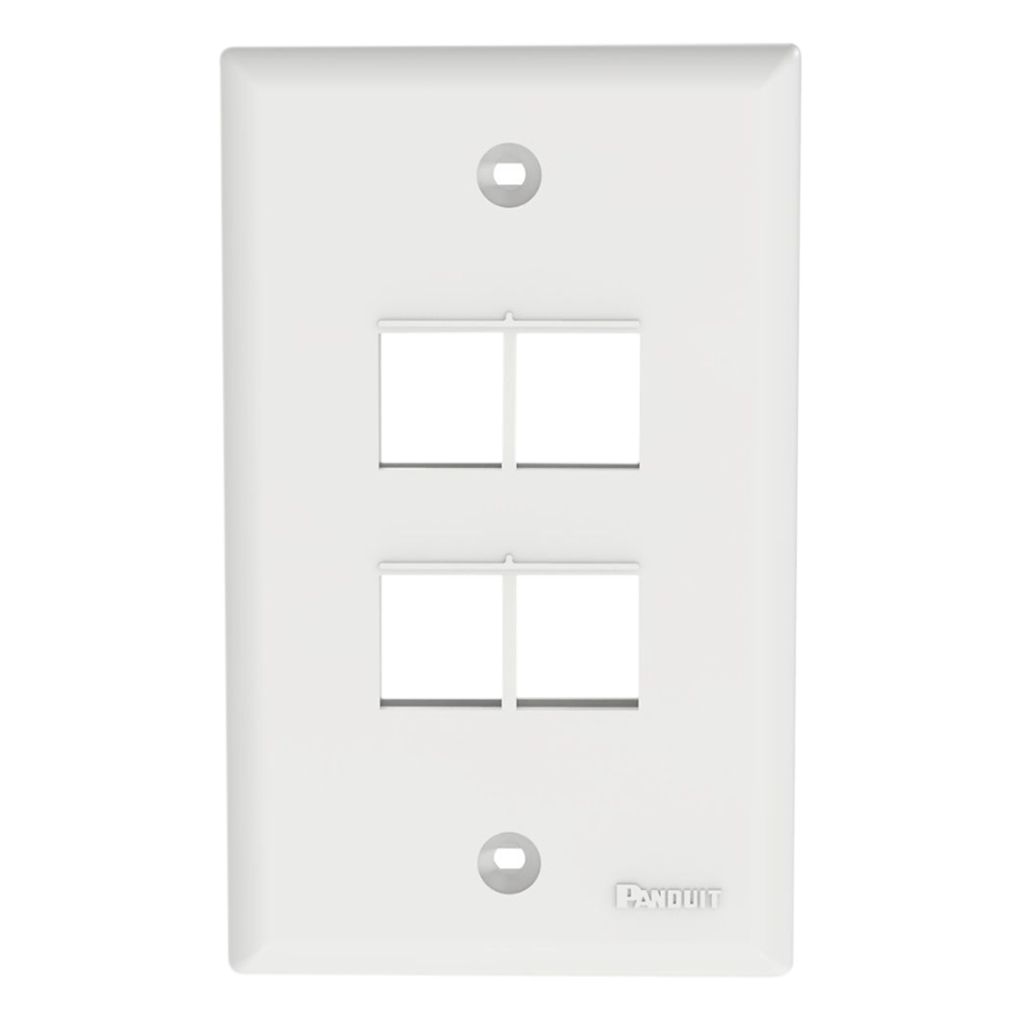 Placa de Pared Vertical / 4 Puertos Keystone / Montaje Vertical / 69.8 x 114.3 mm / 2.75 x 4.5 pulg. / ABS / Blanco — PANDUIT · SKU NK4FNWH