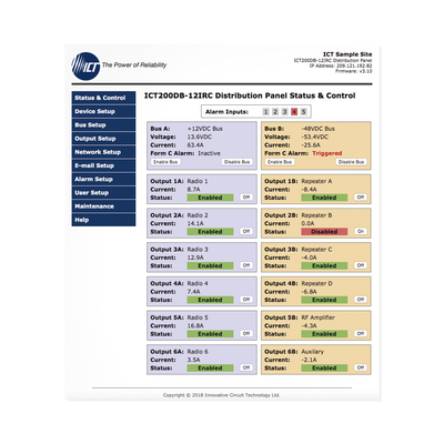 PDU Administrable IP, 12 Salidas para Brakers (No incluidos), Control de Energía Remoto, Doble Bus Inteligente de Distribución CD, Aplicaciones 12,24 y 48 Vcc.