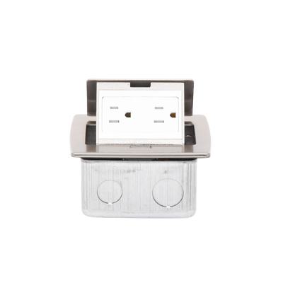 Mini Caja de Piso Rectangular en Acero Inoxidable con 2 Contactos Eléctricos (11000-21201)