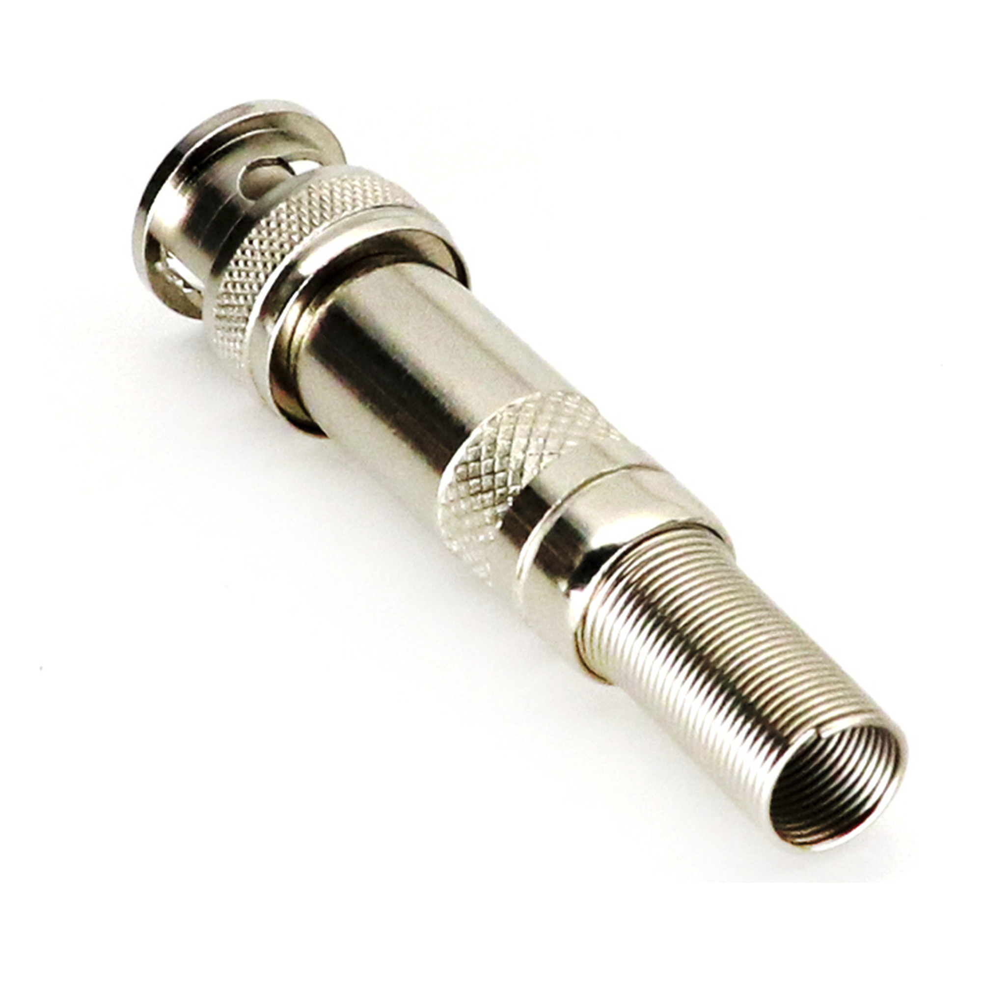 Conector BNC Macho / 75 Ohm / Resorte de Presión / RG-59/RG-6 / Níquel-Oro-PTFE / 41.7 mm (0.14 ft) Largo