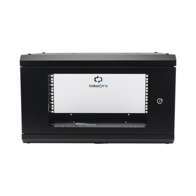 Gabinete de Pared con Puerta de Cristal Templado, 455mm de Profundidad, 6U Rack de 19'', Acero Reforzado
