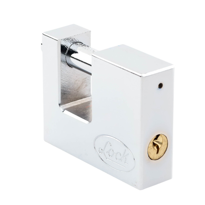 Candado para Cortina Metálica / Medida 70 mm/ Acabado Cromo Satinado/ Nivel de Seguridad 6 / Llave Estándar.