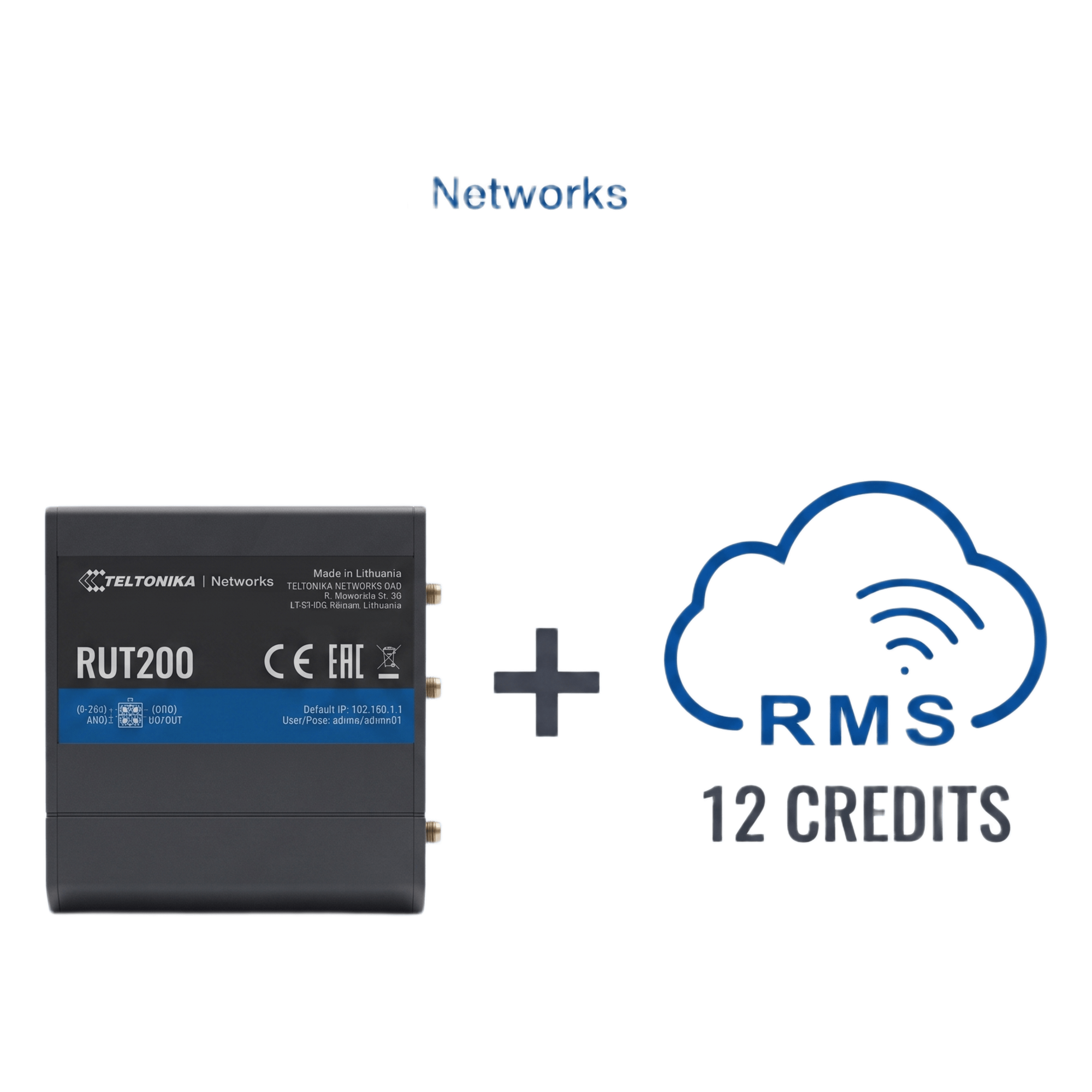 Router Teltonika LTE/4G RUT200 + 12 creditos RMS — TELTONIKA · SKU RUT200+1YRMS