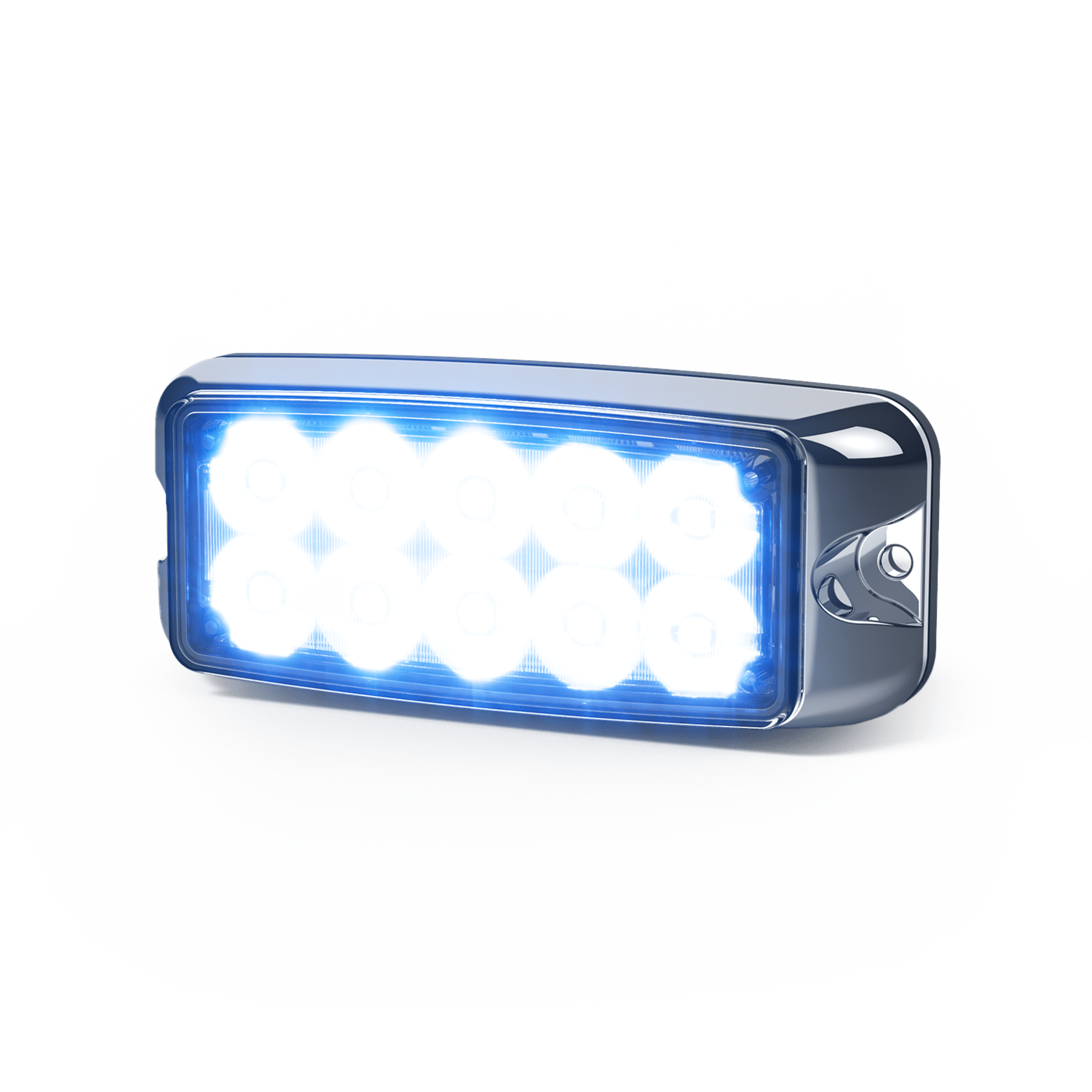 Luz de Advertencia de 5X2" 10 LED, Rojo/Azul, Bisel Cromado, Lente Transparente