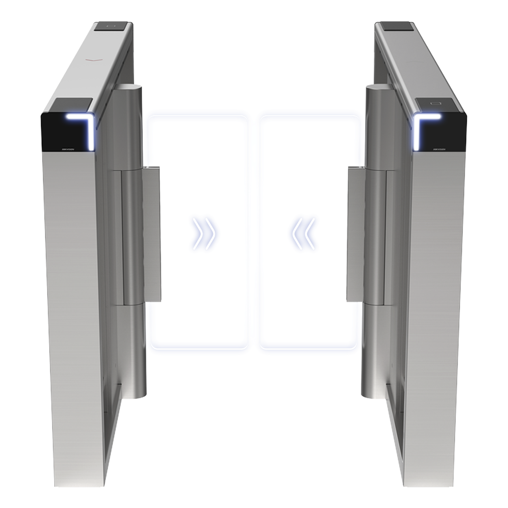 Torniquete Swing PREMIUM / Iluminación LED / 12,000,000 Ciclos MCBF / Incluye Lectores de Tarjeta y Panel de Acceso / 14 Pares de IR / Carril de 90 cms / Compatible con Reconocimiento Facial / Incluye Izquierdo y Derecho — HIKVISION · SKU DS-K3B530X-LR/MPG-DP90
