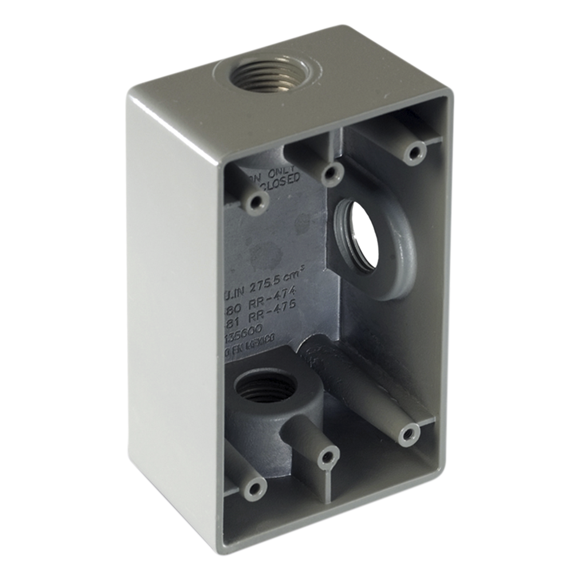 Caja Condulet FS de 1/2" ( 12.7 mm) con tres bocas a prueba de intemperie. — RAWELT · SKU RR-0480