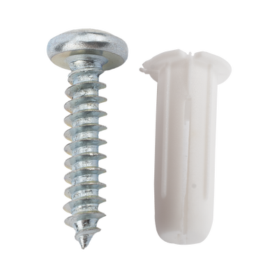 Paquete de 20 taquetes blancos 3/4" y 20 tornillos 8mm x 3/4" (1101-05002)
