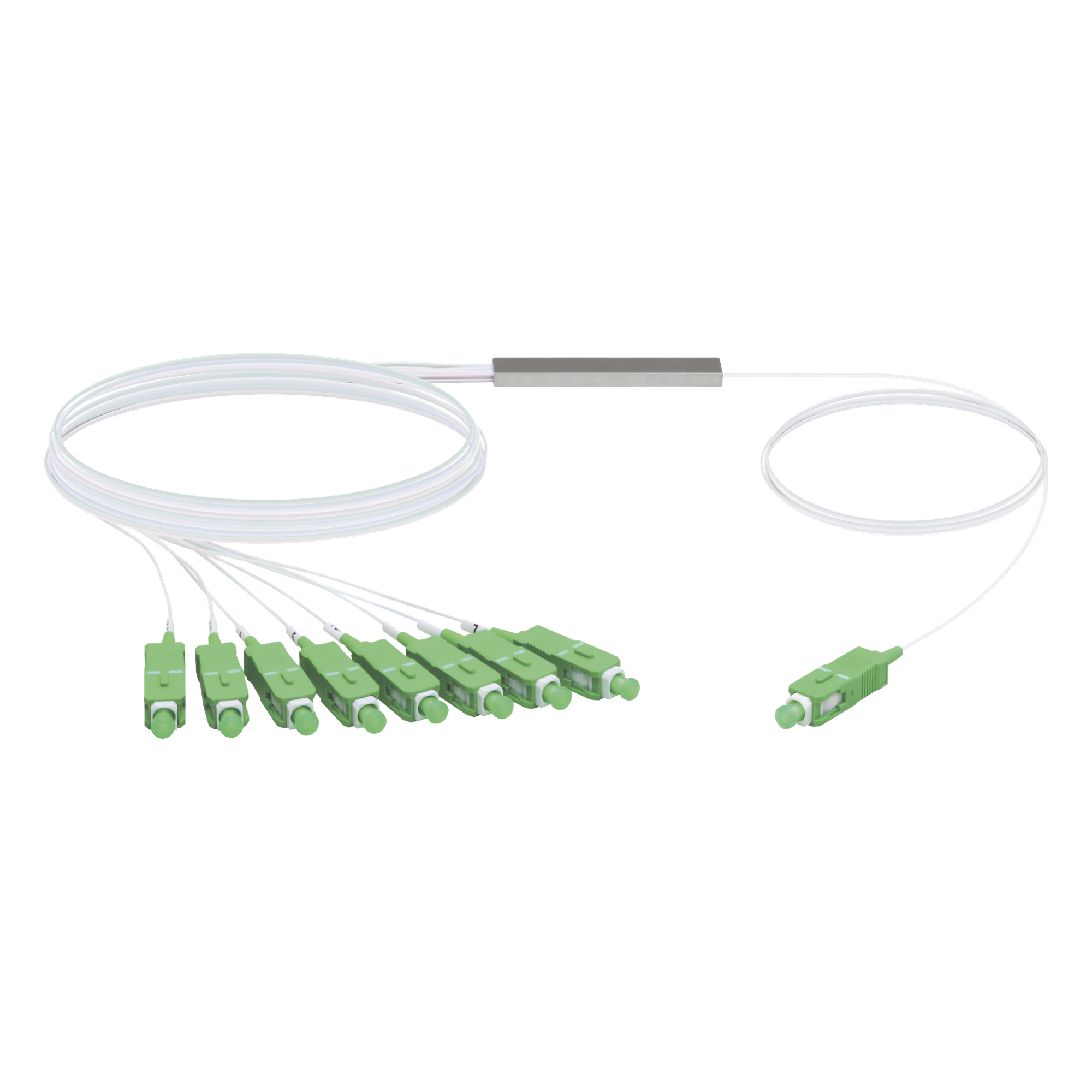 UFiber Splitter (Divisor Óptico) PLC 1 x 8, con conectores SC/APC — UBIQUITI · SKU UF-SPLITTER-8