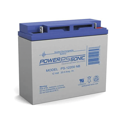 Batería 12V, 20AH, Para Respaldo, Tecnologías AGM/VRLA, 5 Años Vida Útil, Terminales NB2, Reconocida UL — POWER SONIC · SKU PS-12200-NB2