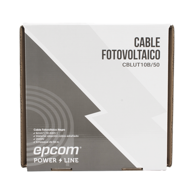 Cable Fotovoltaico Negro / Cobre Estañado / 6 mm² (10 AWG) / 2000V / Rollo de 50 m / / UL 4703 y TUV — EPCOM POWERLINE · SKU CBL-UT-10B/50
