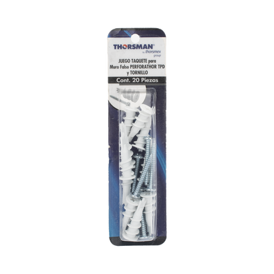 Kit de 10 taquetes autoperforables y 10 tornillos 10mm x 1 1/2" (1301-05002)