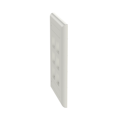 Placa de Pared Vertical, Salida Para 6 Puertos Keystone, Con Espacios Para Etiquetas, Color Blanco Mate