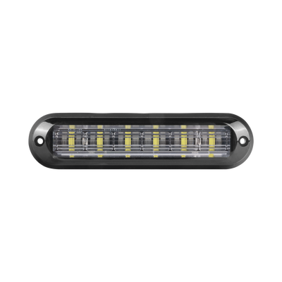 Luz Auxiliar Ultra Brillante IP67 de 6 LEDs, Color Rojo/Azul, con mica transparente y bisel negro
