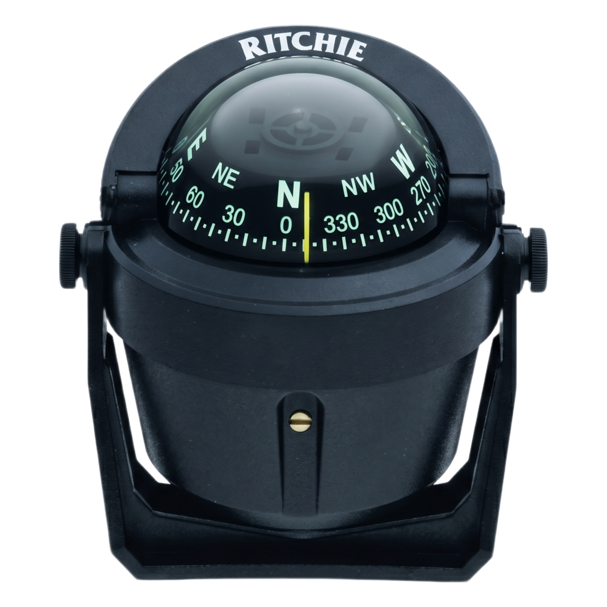 Brújula de Navegación Marítima Serie Explorer / Montaje en Bracket / Color Negro / 2 3/4" (70 mm) Direct Reading Dial / Iluminación Nocturna Verde Interna / Compensadores Integrados / Movimiento de Agujas con Rubí Z — RITCHIE · SKU B-51