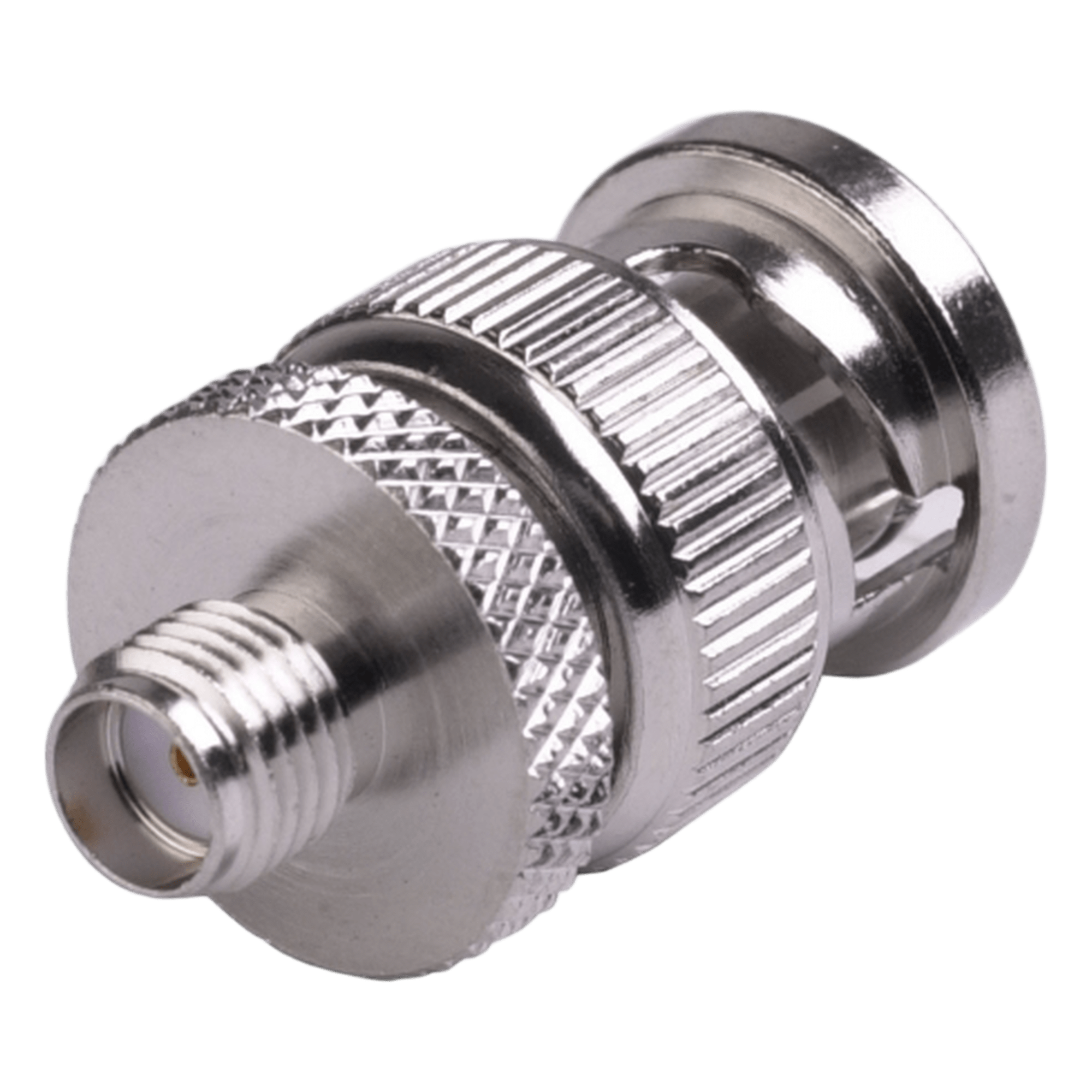 Adaptador en Línea de Conector SMA Hembra a BNC Macho, Níquel/ Oro/ Teflón. — RF INDUSTRIES,LTD · SKU RSA-3476