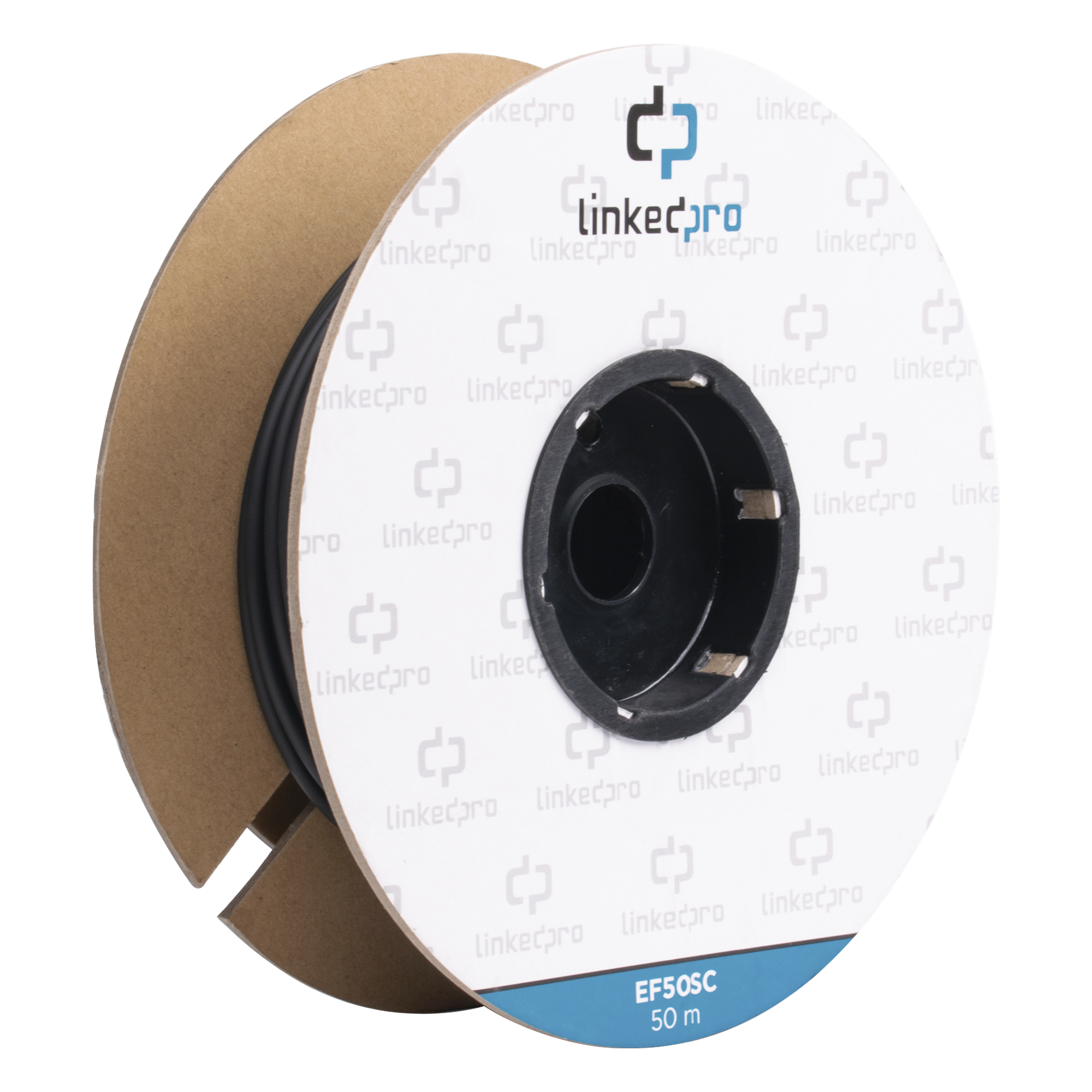 Carrete de Fibra Óptica Monomodo con Conectores SC-SC Duplex, Reforzada con Kevlar, de 50 Metros (164.04 Pies), Para Instalaciones Subterráneas por Tubería — LINKEDPRO BY EPCOM · SKU EF-50-SC