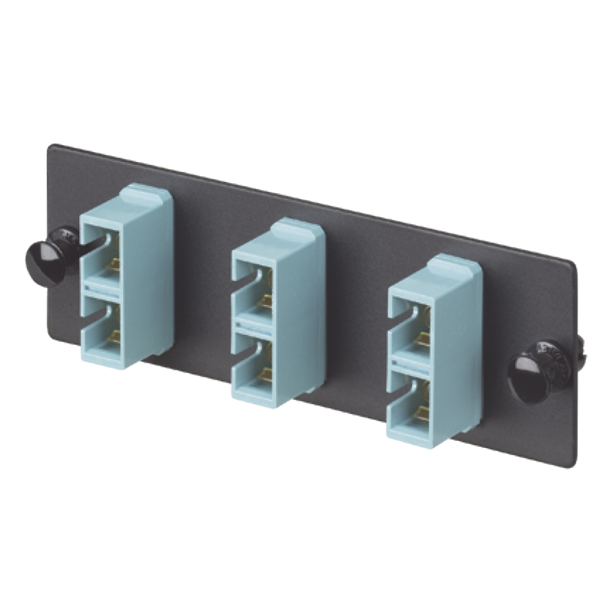 Placa Acopladora de Fibra Optica FAP, Con 3 Conectores SC Duplex (6 Fibras), Para Fibra Multimodo OM3/OM4, Color Aqua — PANDUIT · SKU FAP3WAQDSCZ