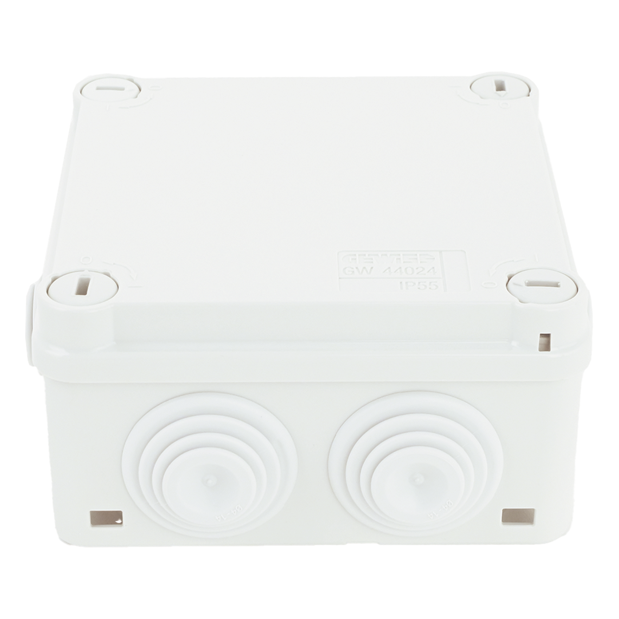 Caja Estanca de PVC Para Derivación y Conexión, 6 Entradas, Tapa con Tornillo de 1/4" de Vuelta, 100x100x50 mm (Área Interna), Uso Exterior IP55, Material que no Propaga el Fuego y Libre de Hálogenos