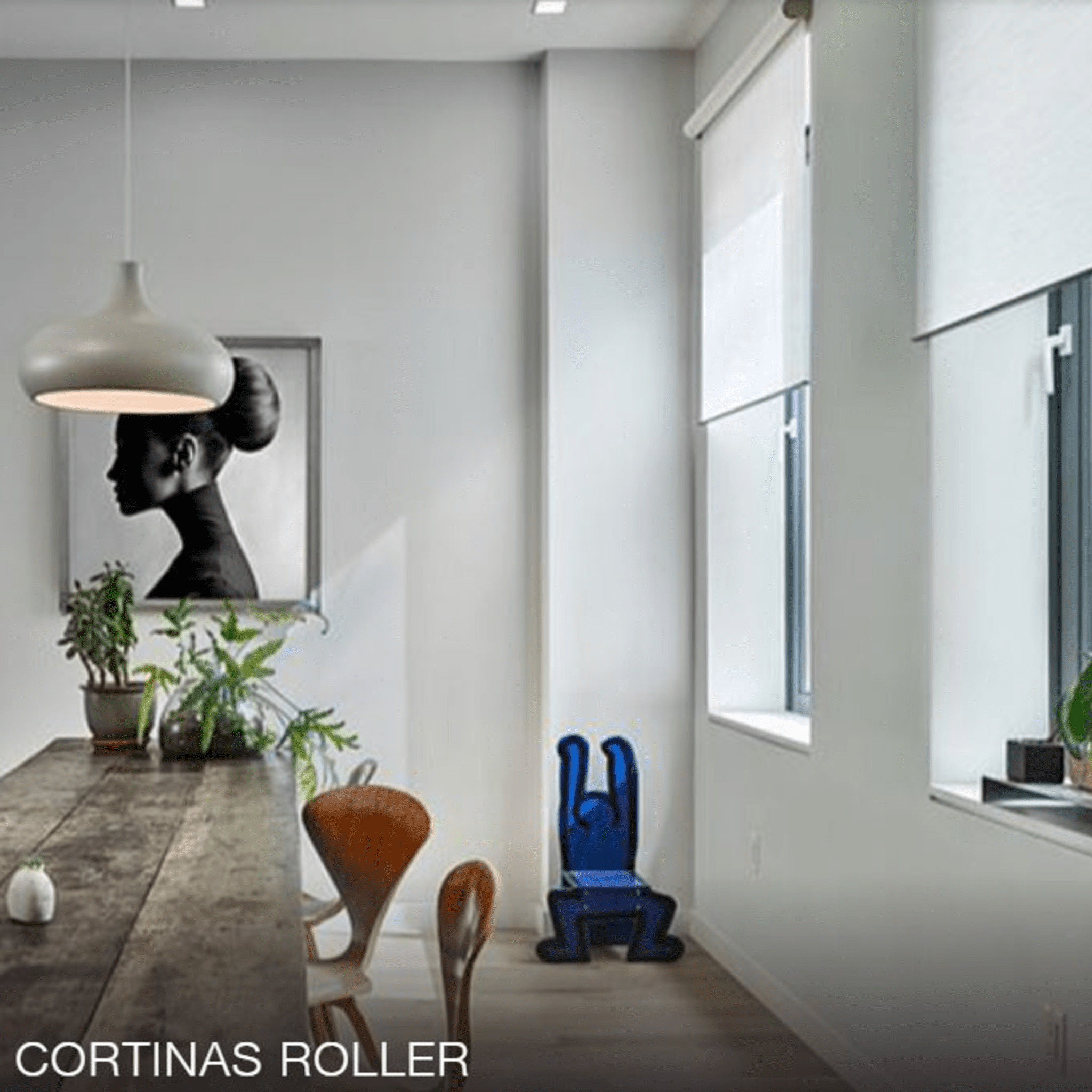 Persianas Roller Triathlon Lutron a baterías e inalámbricas.