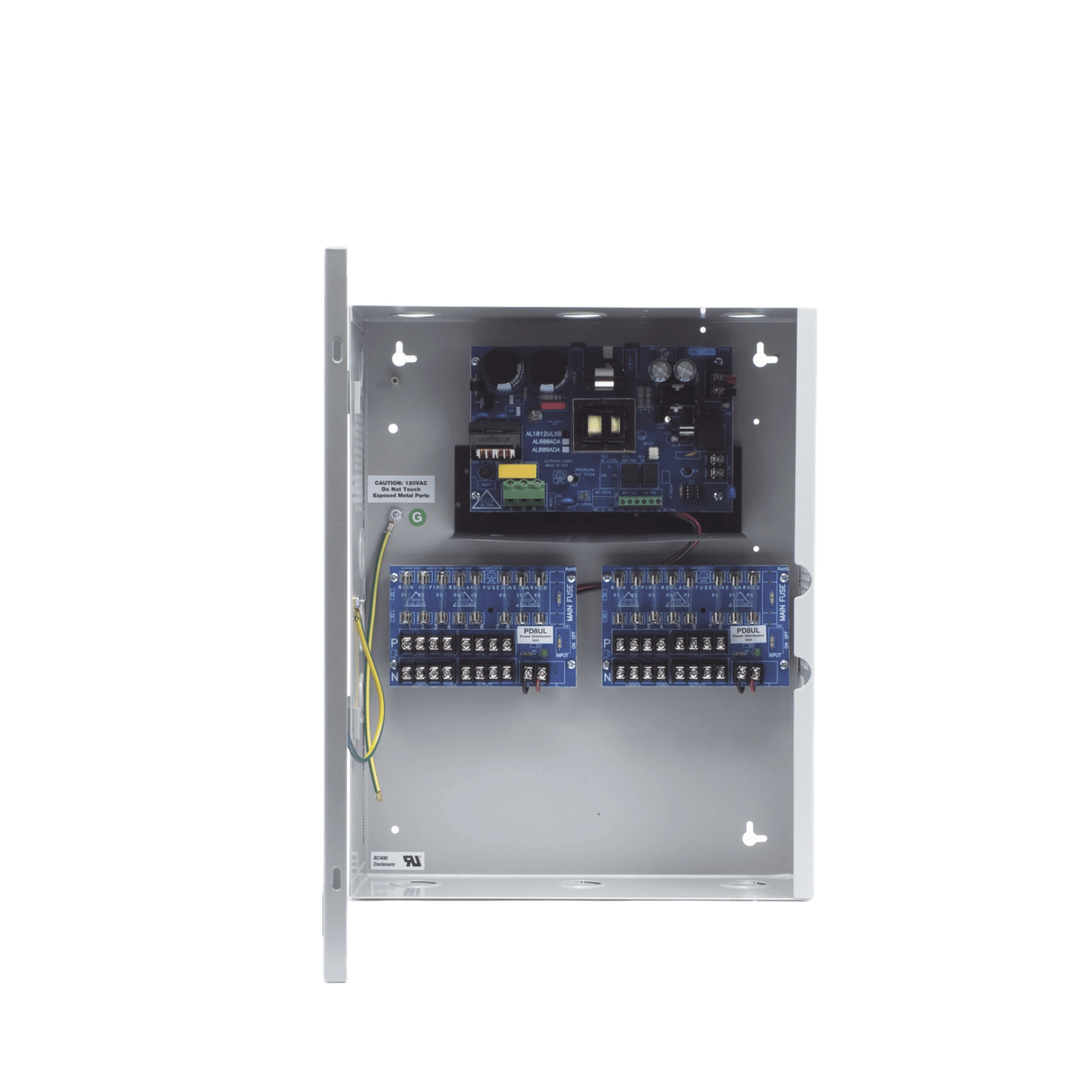 Fuente de Poder Controlada / 12 VDC 10 A / 16 Salidas con Fusibles / Cargador de Batería de Respaldo / Supervisión de Fallo CA — ALTRONIX · SKU AL1012ULXPD16