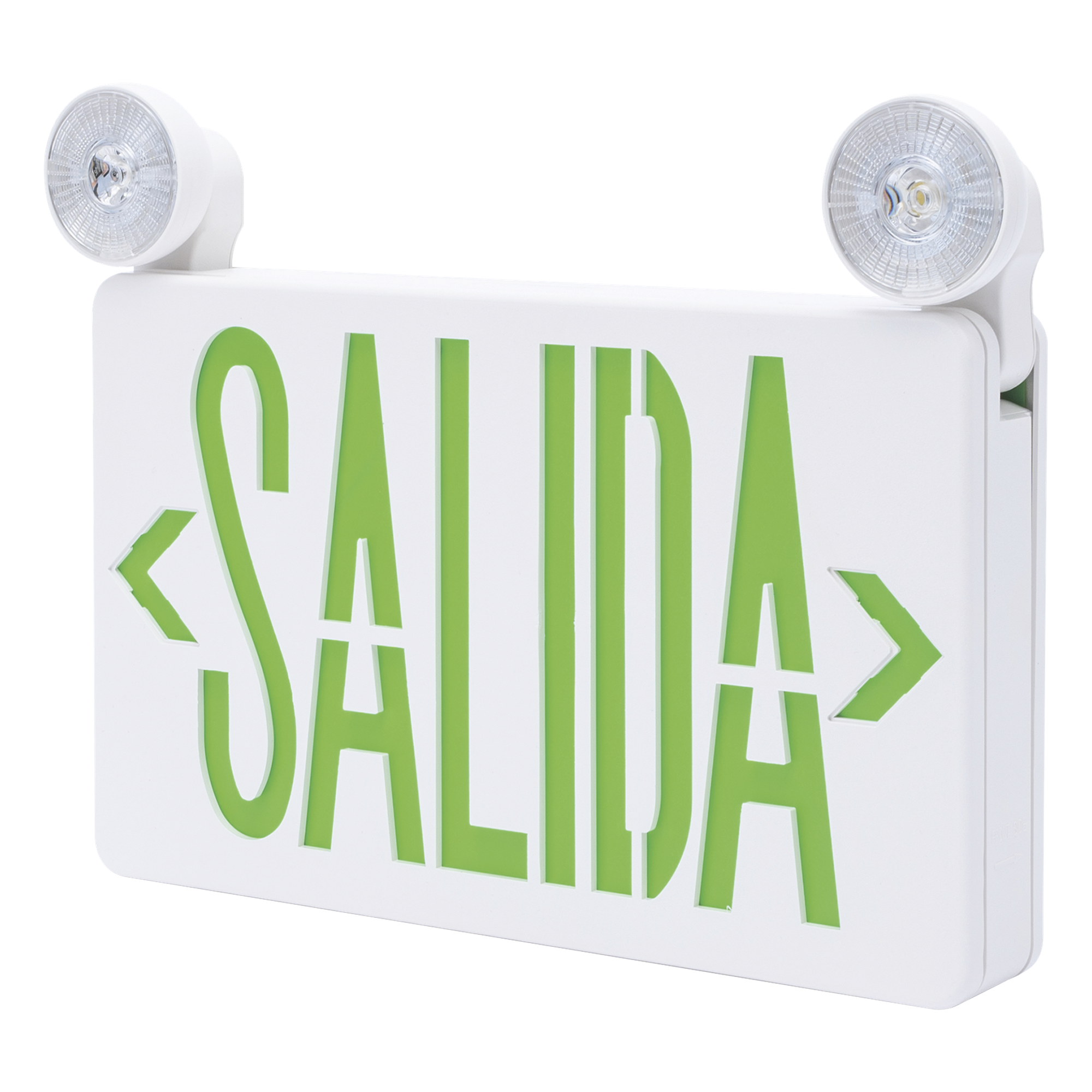 Letrero de Emergencia LED DUAL / Luz de Salida y Emergencia Integrada / Montaje Universal Pared-Lateral-Techo / Doble Voltaje 120-277 VAC / Batería 6V 4.5Ah / 3W Bajo Consumo — SFIRE · SKU SFKDC860