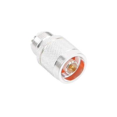 Adaptador en Línea, de Conector N Macho a UHF Hembra (SO-239), Plata/ Oro/ Teflón.