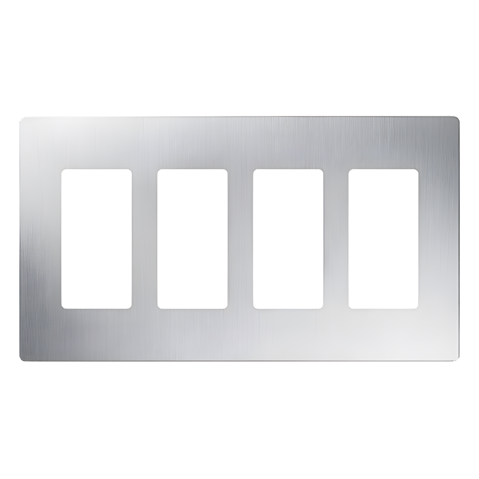 Placa de pared Claro de 4 espacios, acabado acero inoxidable, sin tornillos ni herrajes visibles, para atenuadores y dispositivos Lutron estilo Designer — LUTRON ELECTRONICS · SKU CW4-SS