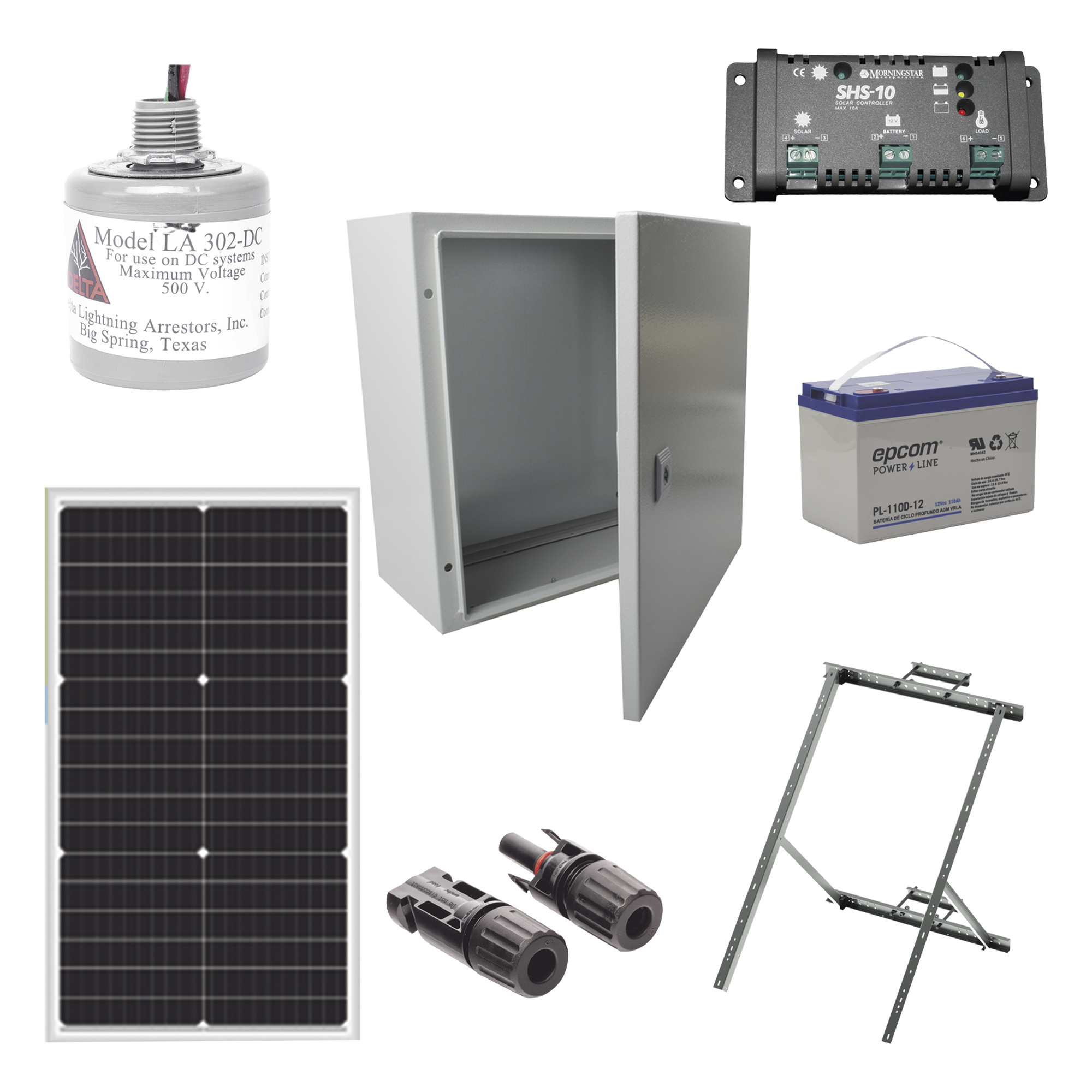 Kit Solar de 12 Vcc para alimentar energizador de cerca electrificada. Instalación de panel en poste.  — EPCOM POWERLINE · SKU PL12K