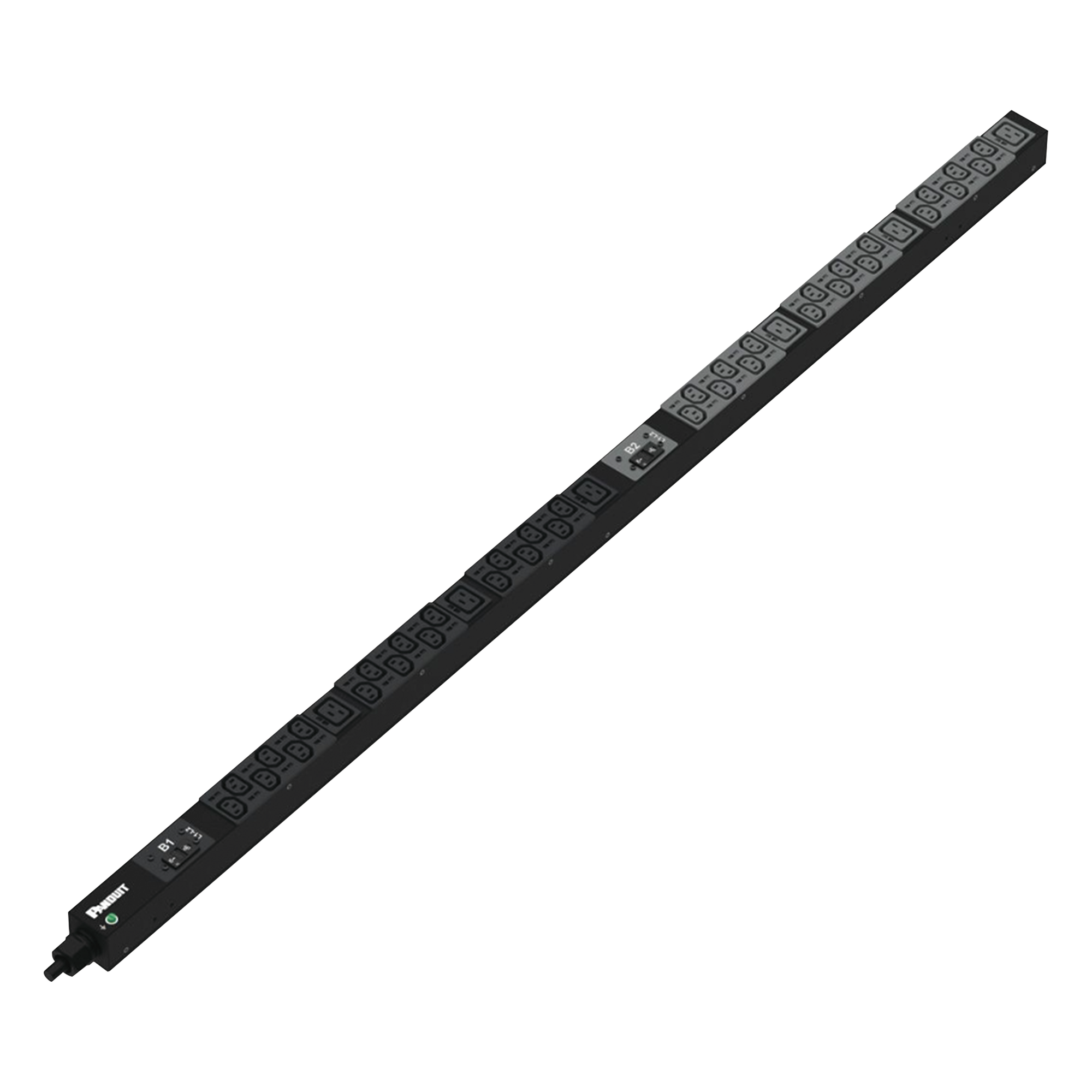PDU Básico para Rack / 30 A / 208 Vca / 36 Contactos C13 y 6 C19 / Entrada NEMA L6-30P / Cable 10 pies (3 m) / Montaje Vertical 0U u Horizontal 1U/2U — PANDUIT · SKU P42B17M