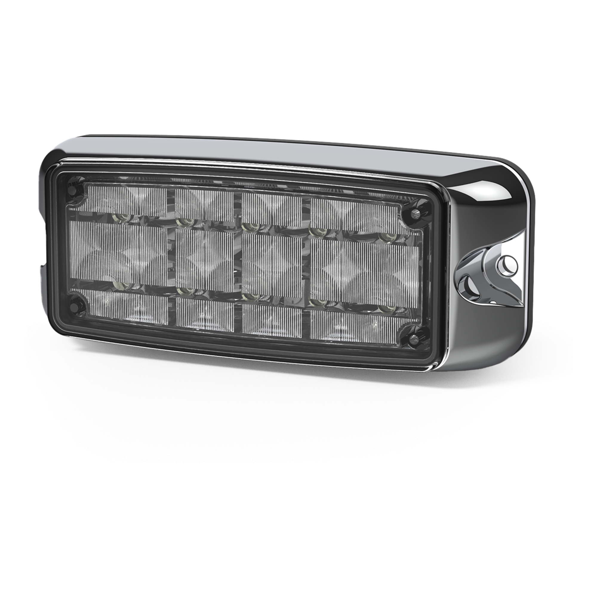 Luz De Advertencia De 5x2" 10 Led, Rojo/Claro, Bisel Cromado, Lente Transparente — ECCO · SKU CD4080RW