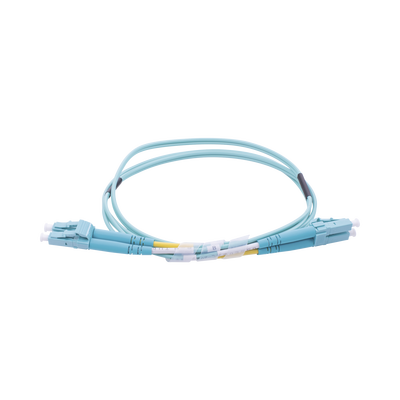 Jumper de Fibra Óptica Multimodo OM3 50/125 LC-LC OFNR (Riser), 2.0 mm, Dúplex, Aqua, 1 Metro (3.28 Pies)