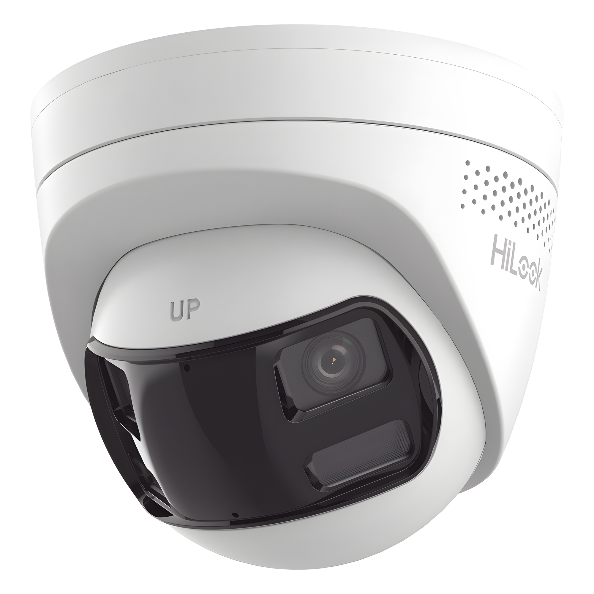 [Dual Light] Turret IP 8 Megapixel / Imagen Panorámica 180°/ PoE / Micrófono y Bocina Integrado / Exterior IP67 / Audio Bidireccional / Alarma Visual y Auditiva Integrada / Smart Supplement Light / Micro SD 512 GB — HiLook by HIKVISION · SKU IPC-T280HAD-LUF/SL