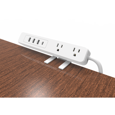 Multicontacto con Montaje para Escritorio / Carga Rápida para 65 W / 2 x Nema 5-15P / 3 x USB-A (5V @3A) / 1 x USB-C (65W)